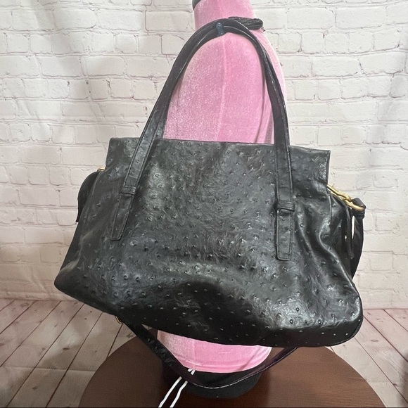 MARC By MARC JACOBS Ostrich Ozzie Aurora Satchel Tote Black EUC - Picture 7 of 13